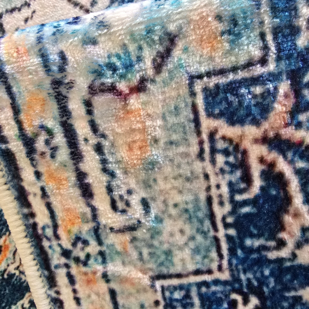 Blue and Cream Patterned Rug Set - Picture 3 of 8